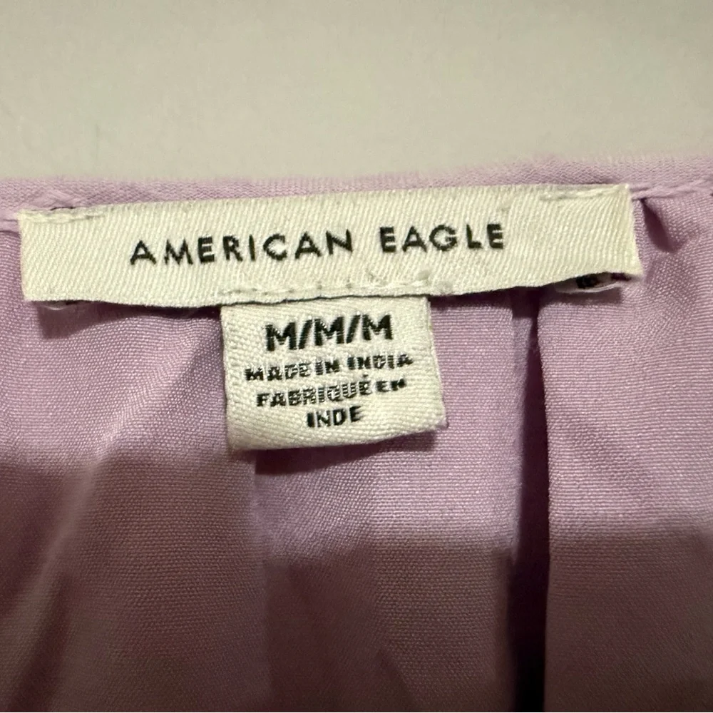 American Eagle Purple Tiered Peasant Mini Dress Size Medium Cottagecore Prairie - Picture 8 of 10